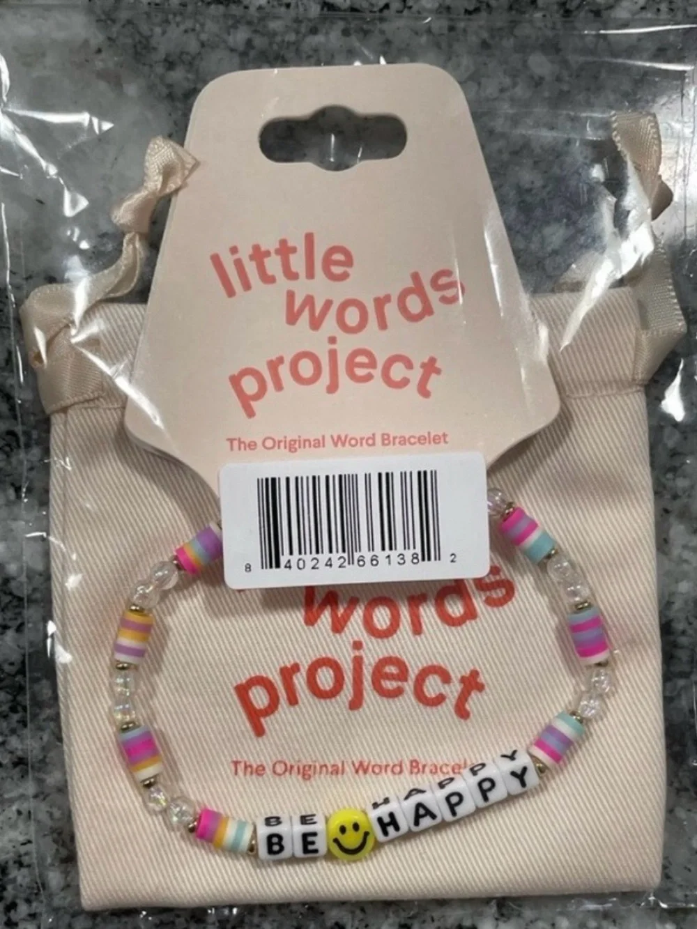 Be Happy Multicolor Letter Bead Bracelet with Gold Charm